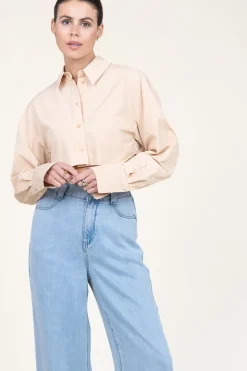 Cropped Poplin Blouse Rosa | Natural... | Patrizia Pepe | Little Soho