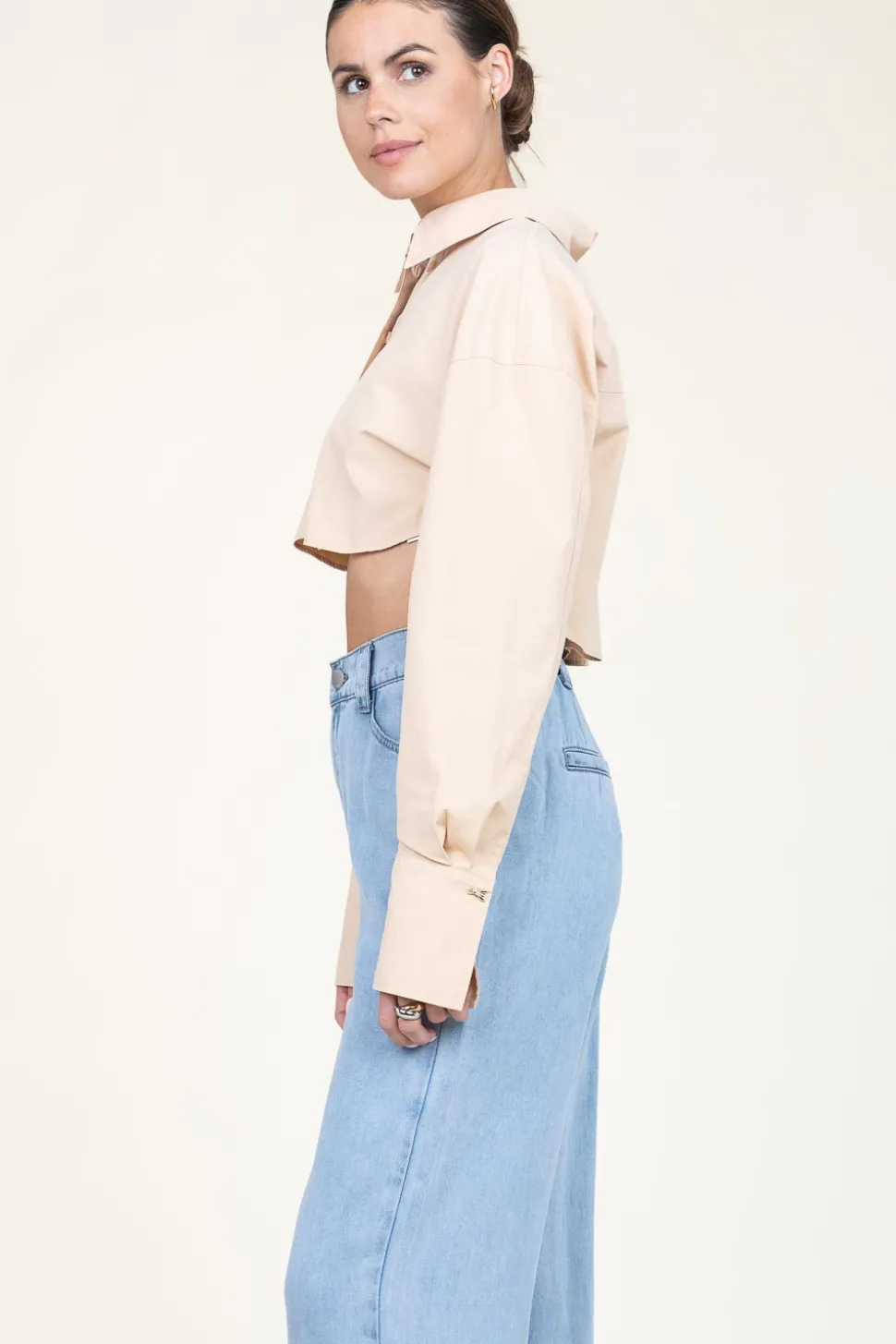 Cropped Poplin Blouse Rosa | Natural... | Patrizia Pepe | Little Soho