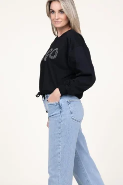 Cropped Sweater With Rhinestones Stone | Black... | Co'Couture | Little Soho