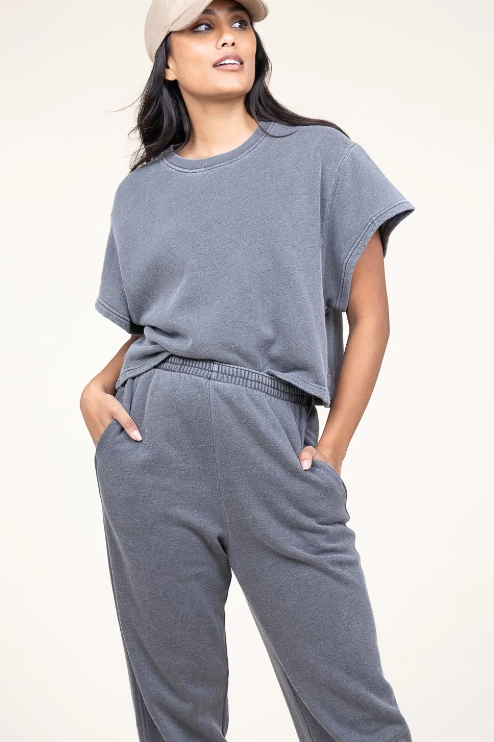 Cropped Washed Soft Sweater Dafstreet | Grey... | American Vintage | Little Soho