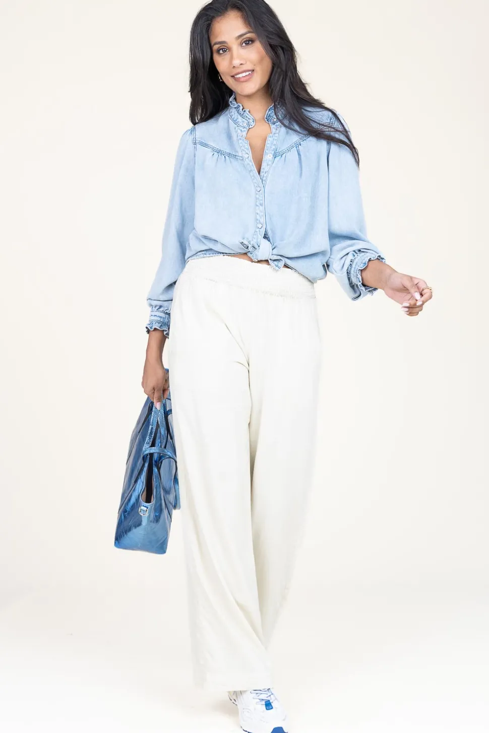 Denim Blouse Lorena | Blue... | Suncoo | Little Soho