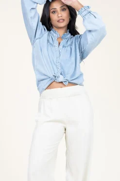 Denim Blouse Lorena | Blue... | Suncoo | Little Soho