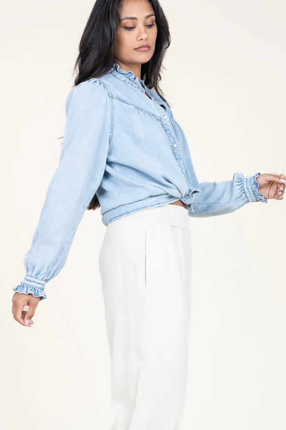 Denim Blouse Lorena | Blue... | Suncoo | Little Soho