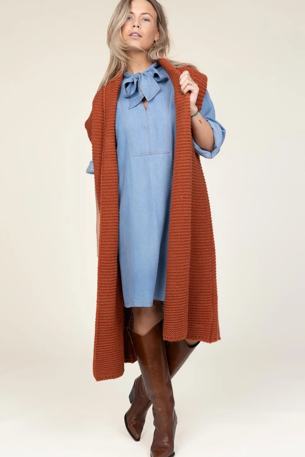 Denim Dress With Bow Titus | Blue... | Co'Couture | Little Soho