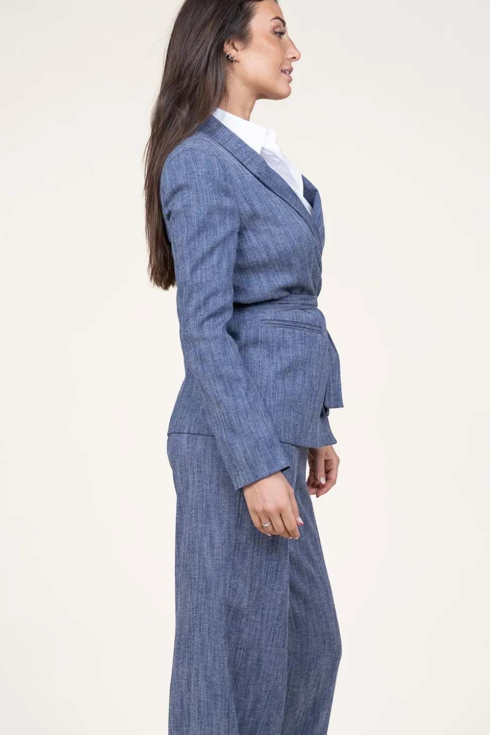 Denim Look Wrap Blazer Fancy | Blue... | Liu Jo | Little Soho