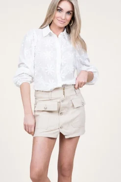 Denim Mini Skirt Bottoni | Beige... | Liu Jo | Little Soho