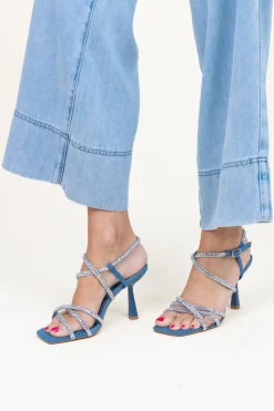 Denim Sandals With Heel Lilly | Blue... | Rinascimento | Little Soho