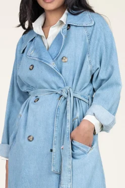 Denim Stretch Trenchcoat Raglan | Blue... | Liu Jo | Little Soho