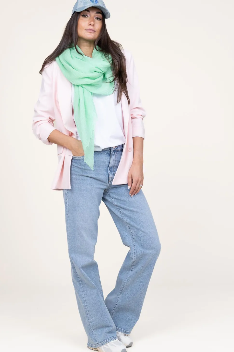 Double-Breasted Stretch Blazer Odille | Pink... | Dante 6 | Little Soho