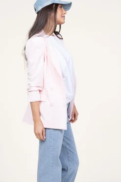 Double-Breasted Stretch Blazer Odille | Pink... | Dante 6 | Little Soho