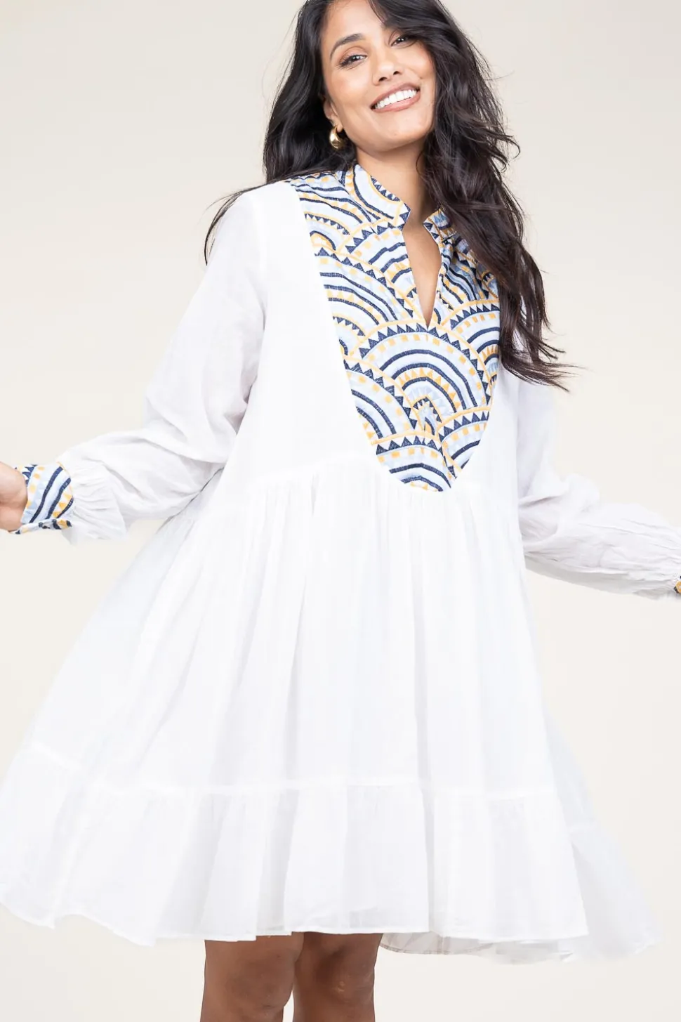 Dress With Embroidery Alexa | White... | Greek Archaic Kori | Little Soho