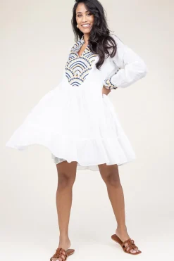 Dress With Embroidery Alexa | White... | Greek Archaic Kori | Little Soho