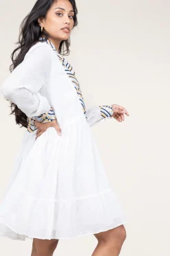 Dress With Embroidery Alexa | White... | Greek Archaic Kori | Little Soho