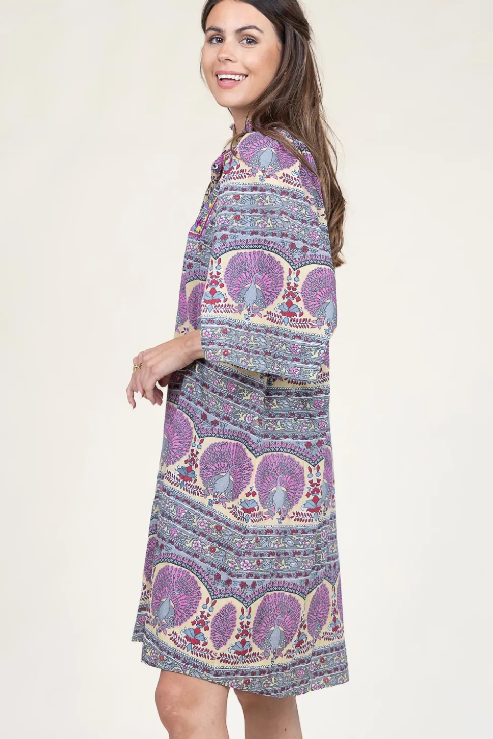 Dress With Print And Embroidery Tala | Multi... | Antik Batik | Little Soho