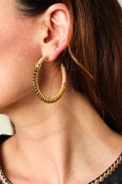 Earrings Saphira Full Moon Gemstones Medium | Beige... | Barong Barong | Little Soho