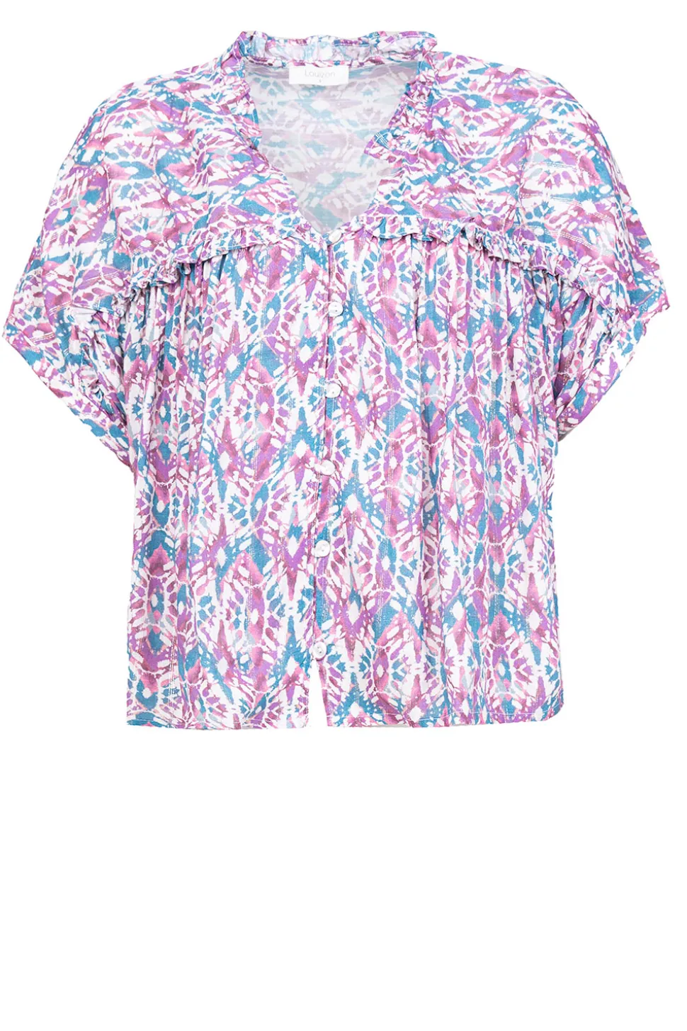 Ecovero Blouse With Print Valda | Pink... | Louizon | Little Soho