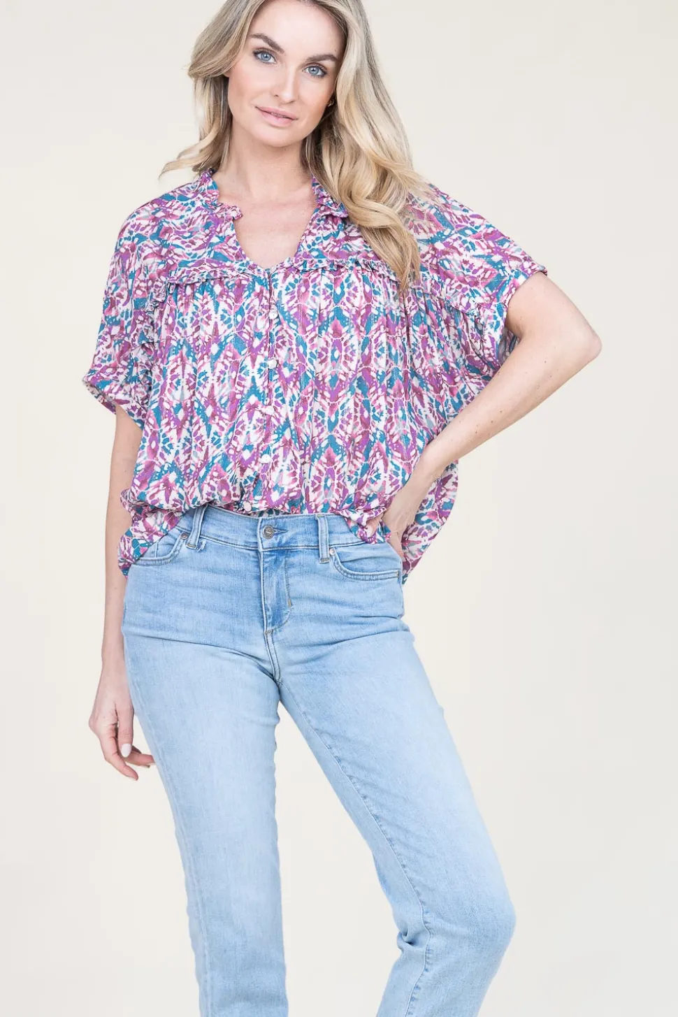 Ecovero Blouse With Print Valda | Pink... | Louizon | Little Soho
