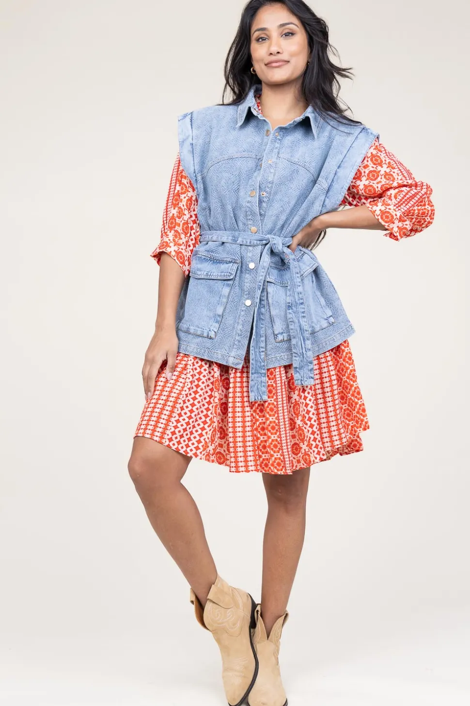 Ecovero Dress With Print Sabine | Red... | Lollys Laundry | Little Soho