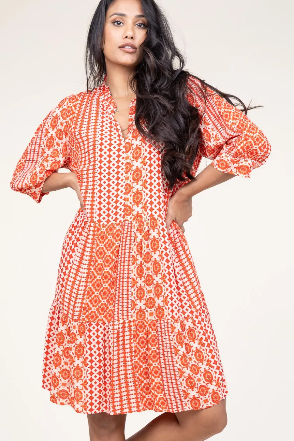 Ecovero Dress With Print Sabine | Red... | Lollys Laundry | Little Soho