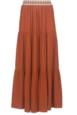 Ecovero Maxi Skirt With Crochet Detail Issa | Red... | Louizon | Little Soho