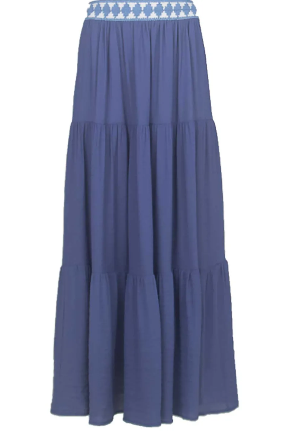 Ecovero Maxi Skirt With Crochet Detail Issa | Blue... | Louizon | Little Soho