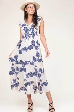 Ecovero Printed Midi Dress Samo | Blue... | Lollys Laundry | Little Soho