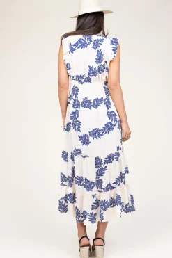Ecovero Printed Midi Dress Samo | Blue... | Lollys Laundry | Little Soho