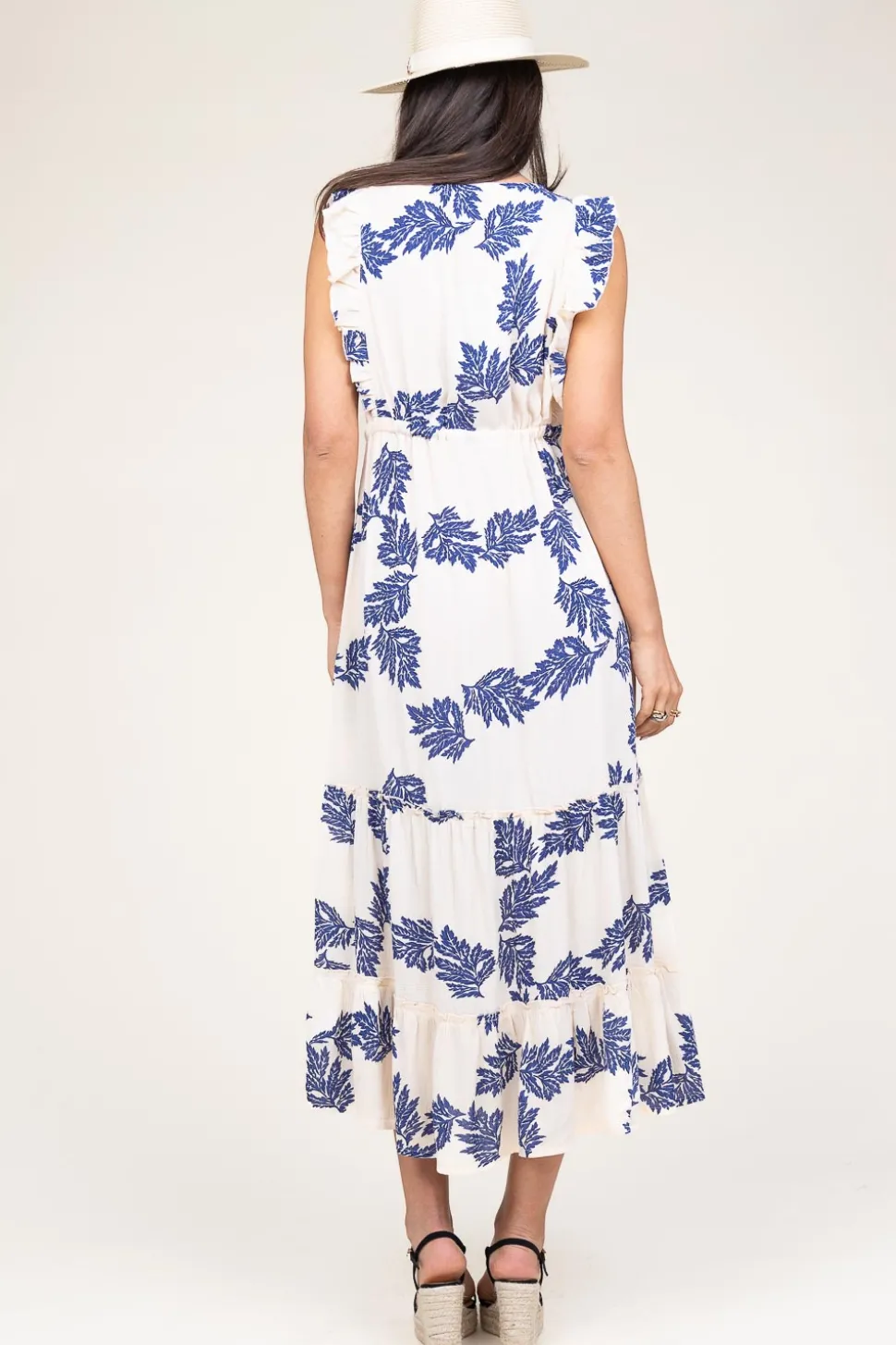 Ecovero Printed Midi Dress Samo | Blue... | Lollys Laundry | Little Soho