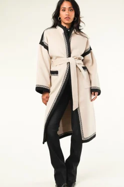 Embroidered Coat In Wool Blend Wilma | Natural... | Antik Batik | Little Soho