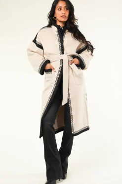 Embroidered Coat In Wool Blend Wilma | Natural... | Antik Batik | Little Soho