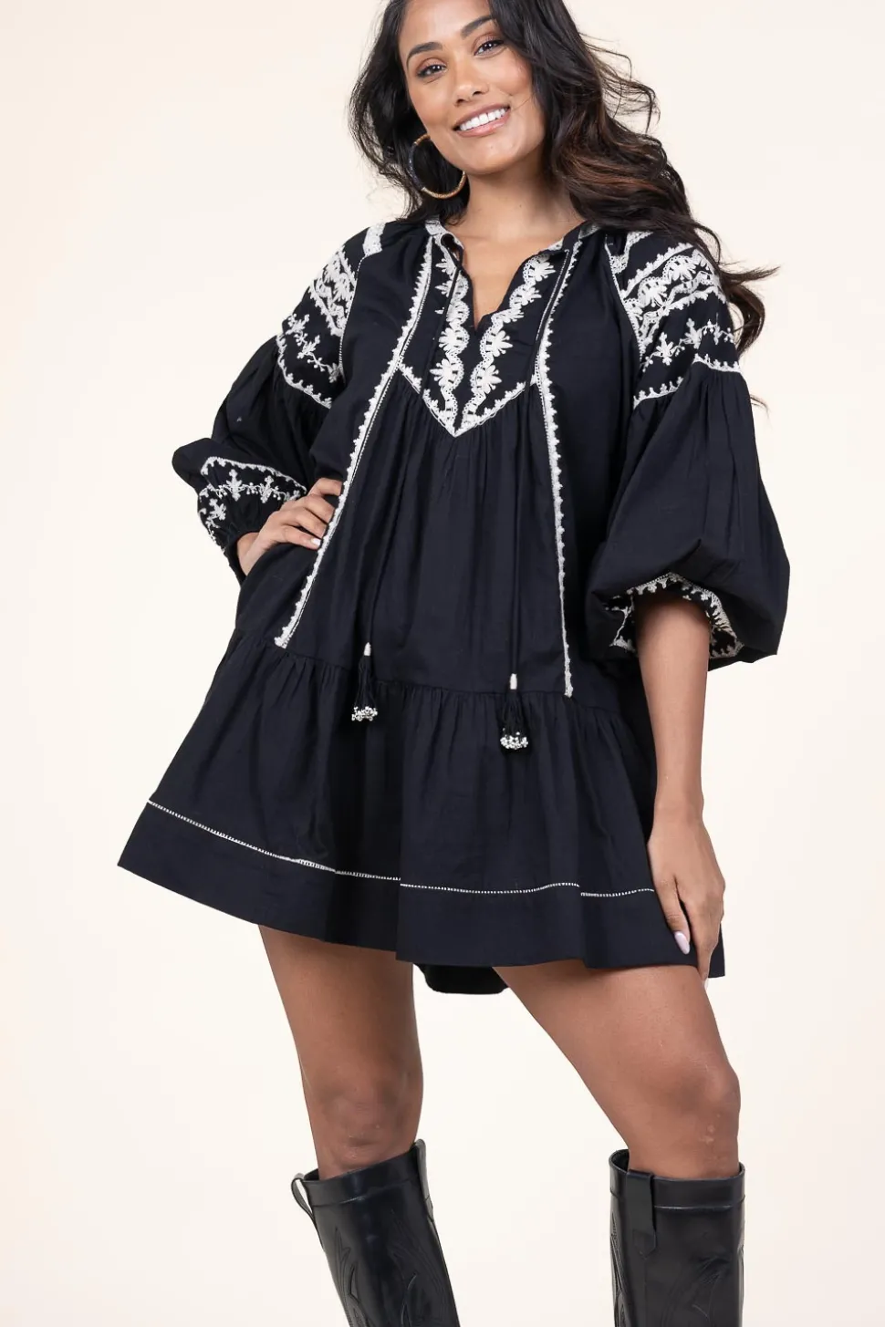 Embroidery Poplin Dress Nania | Black... | Scarlett Poppies | Little Soho