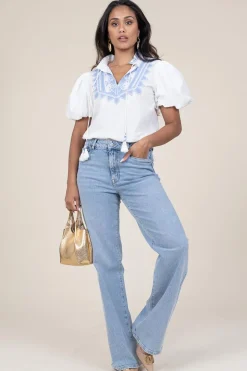 Embroidery Poplin Top Amelia | White... | Scarlett Poppies | Little Soho