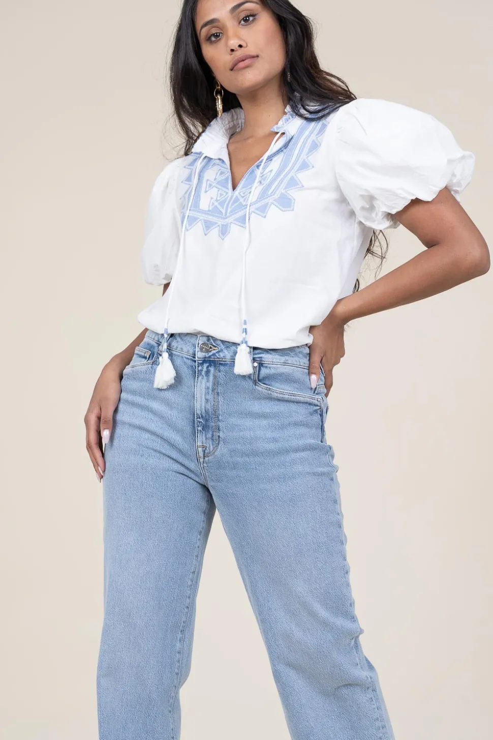 Embroidery Poplin Top Amelia | White... | Scarlett Poppies | Little Soho