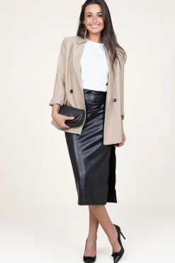 Faux Leather Stretch Skirt Seema | Black... | Second Female | Little Soho
