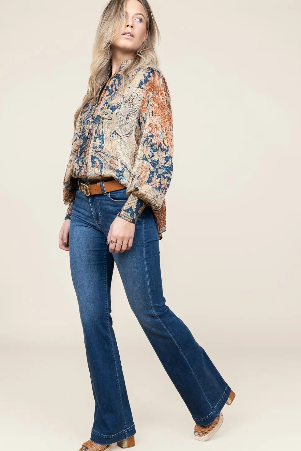 High Waist Flared Broek Beat L35 | Blue... | Liu Jo | Little Soho