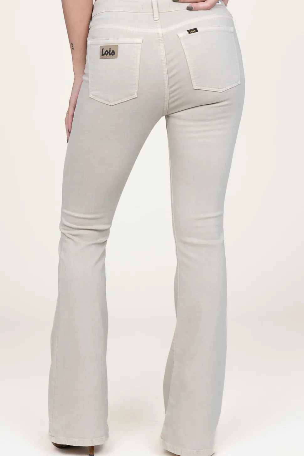 Hw Flared Stretch Jeans Raval L34 | Beige... | Lois Jeans | Little Soho