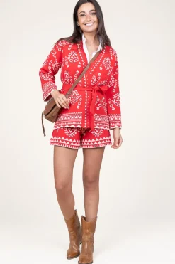 Jacquard Cardigan With Studs Pergola | Red... | Liu Jo | Little Soho