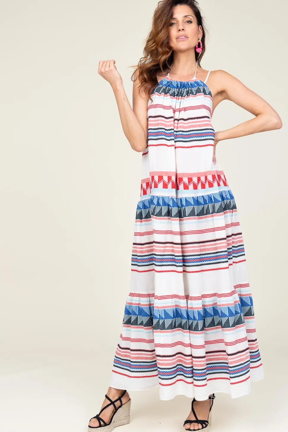 Jacquard Maxi Dress Oriana | Blue... | Devotion | Little Soho
