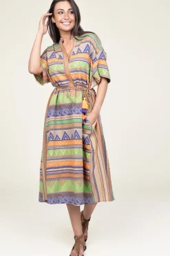 Jacquard Midi Dress Veloudenia | Orange... | Devotion | Little Soho