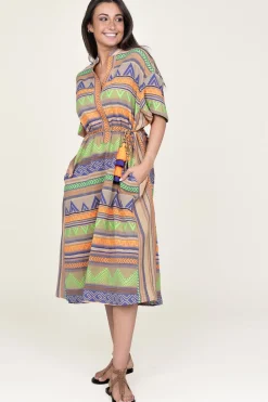 Jacquard Midi Dress Veloudenia | Orange... | Devotion | Little Soho