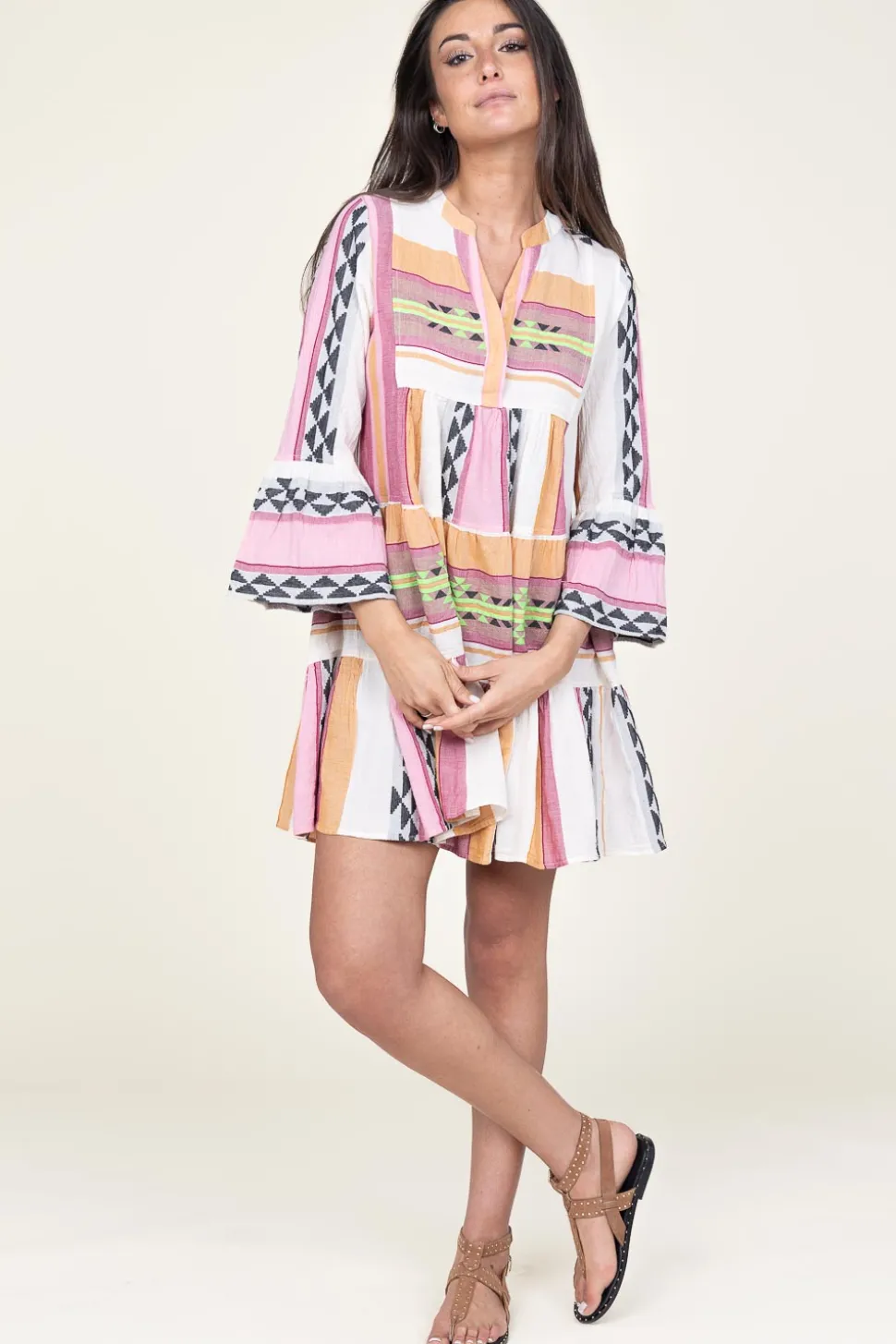 Jacquard Mini Dress Ella | Pink... | Devotion | Little Soho