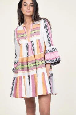 Jacquard Mini Dress Ella | Pink... | Devotion | Little Soho