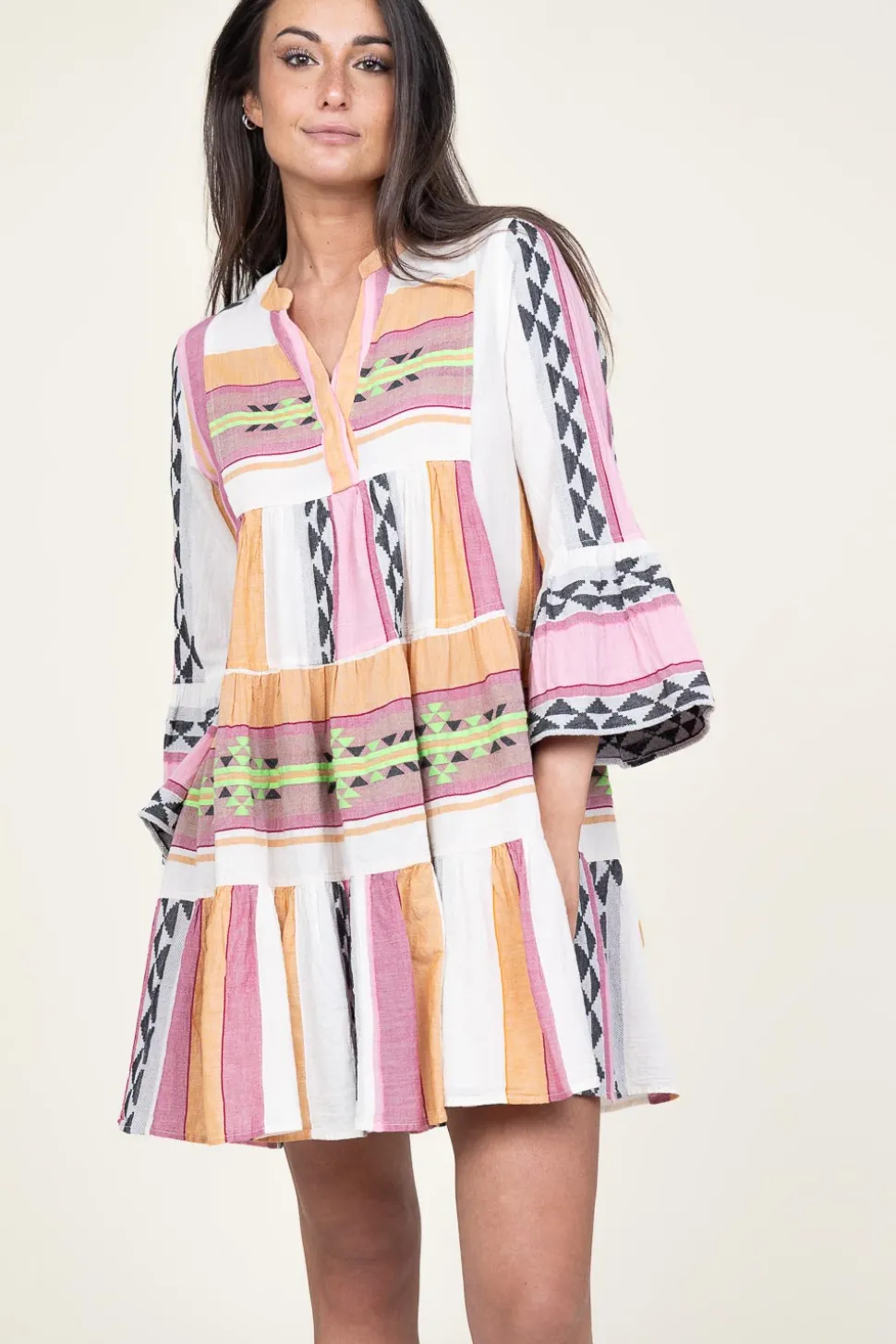 Jacquard Mini Dress Ella | Pink... | Devotion | Little Soho