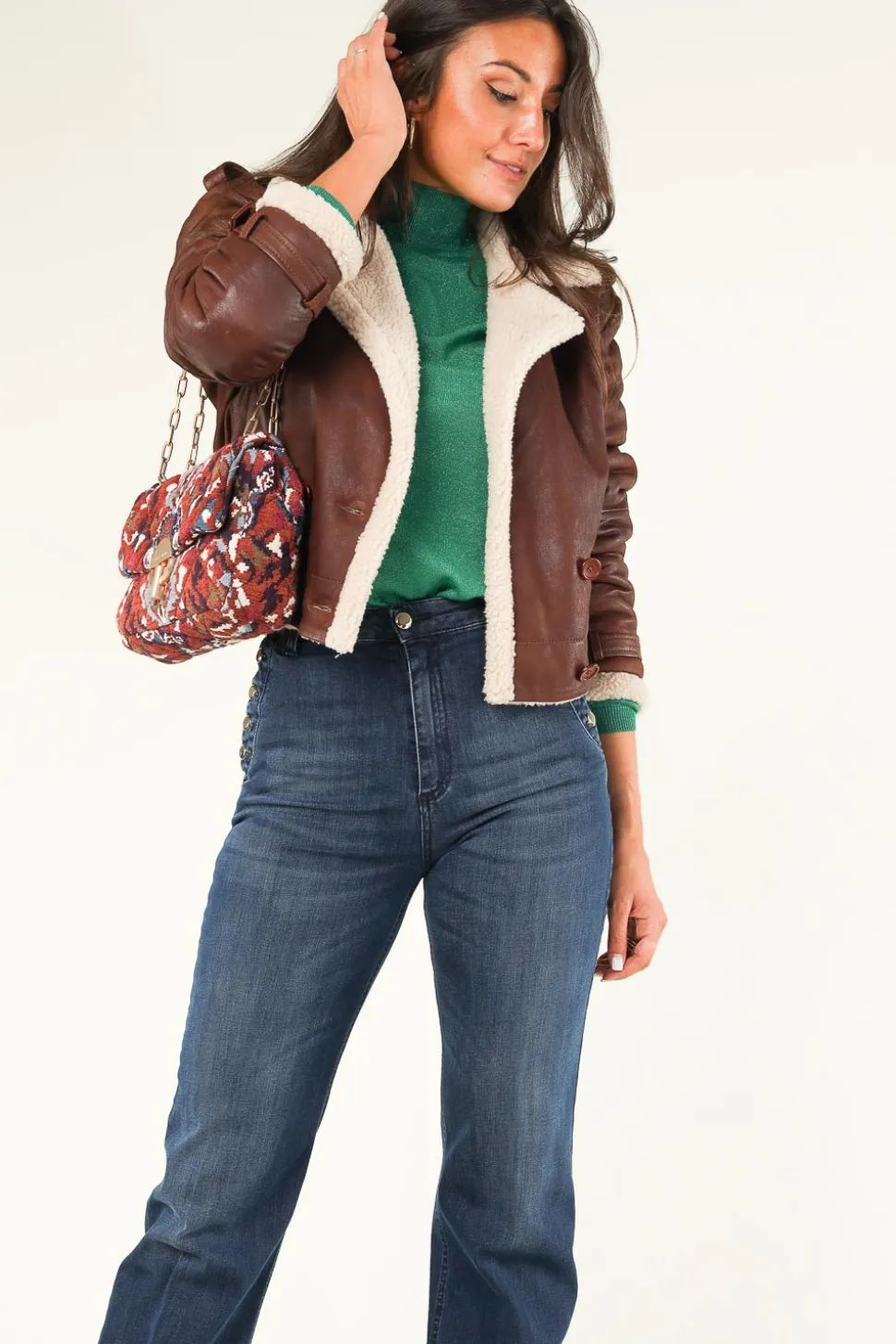 Jacquard Shoulder Bag Moon | Multi... | Vanessa Bruno | Little Soho