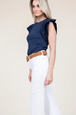 Jersey Poplin T-Shirt Relievo | Blue... | Liu Jo | Little Soho