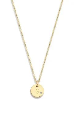 14K Golden Necklace Coin Diamond 43 Cm | Yellow Gold... | Just Franky | Little Soho