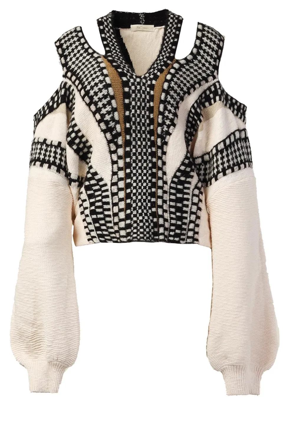 Knitted Sweater With Cut-Outs Misaki | Natural... | Mes Demoiselles | Little Soho