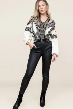 Knitted Sweater With Cut-Outs Misaki | Natural... | Mes Demoiselles | Little Soho