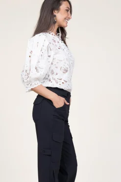 Lace Blouse With Puffed Sleeves Mala | Natural... | Copenhagen Muse | Little Soho