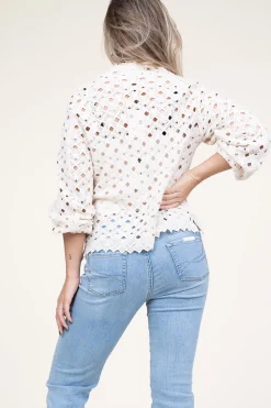 Lace Blouse With Puffed Sleeves Afira | Natural... | Dante 6 | Little Soho